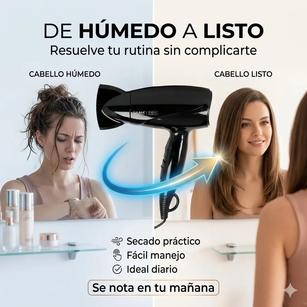Secador De Pelo Gama Mini Plegable Italy Eolic Travel 1500w