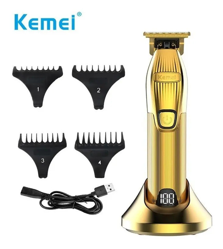 Trimmer Profesional Kemei KM-i32s Dorada: Patillera de Alta Precisión Inalámbrica