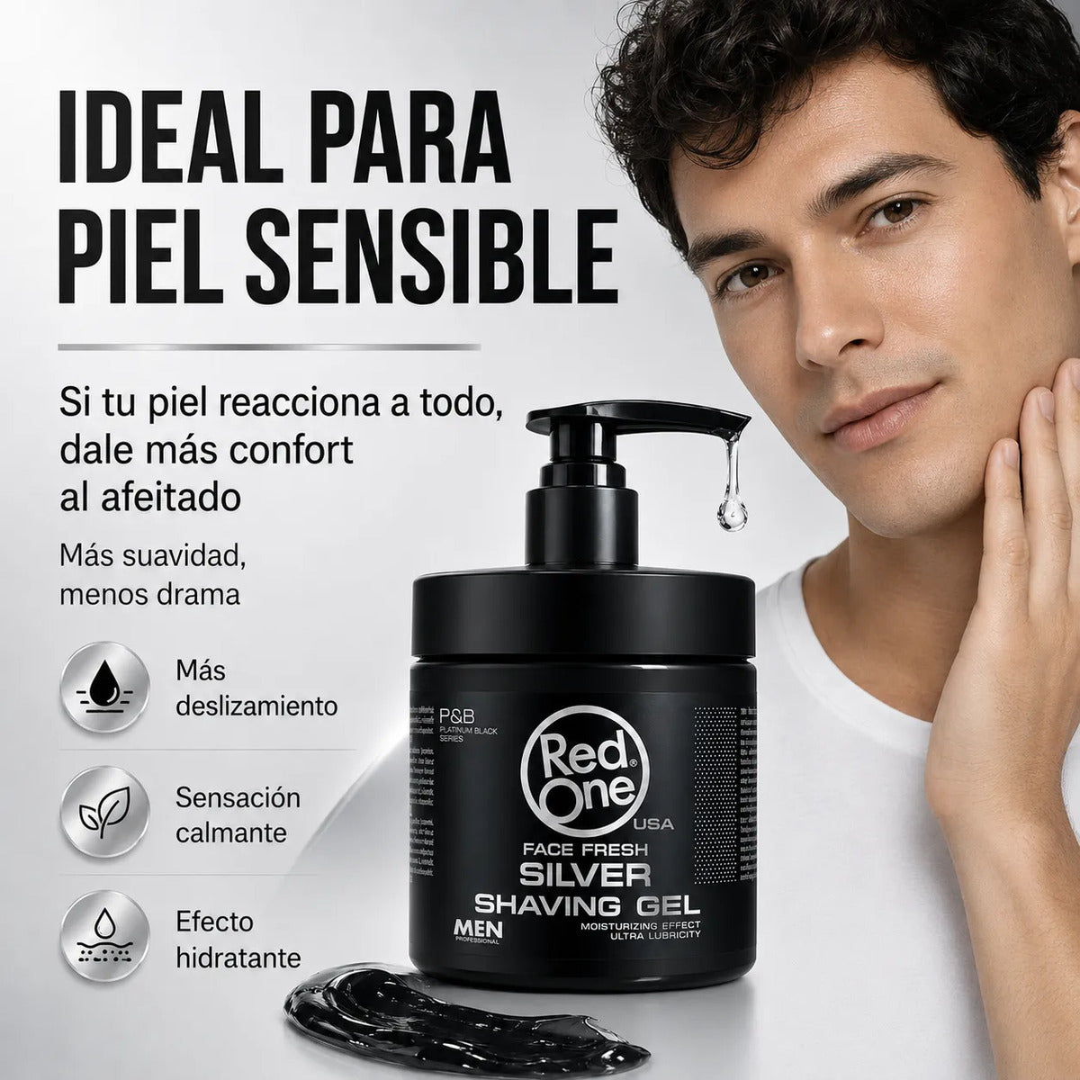 Gel Afeitar Red One Silver Hidratante  Piel Sensible 100ml