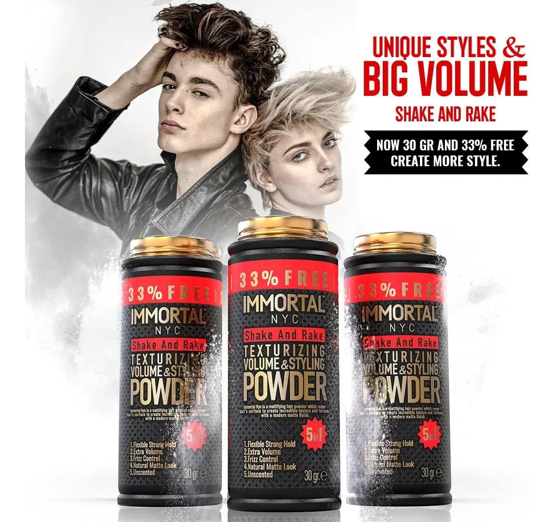 Polvo Texturizador Immortal NYC Shake and Rake 5 en 1 - Volumen y Mate 30g
