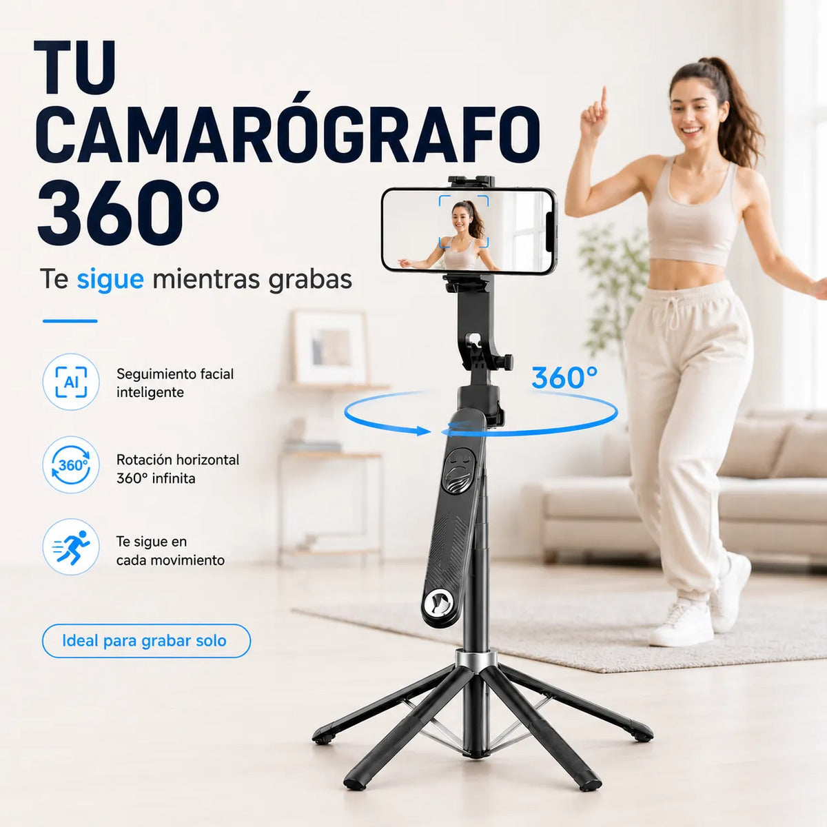 Tripode Inteligente Celular C12 Reels Facial 360 - 1,8m