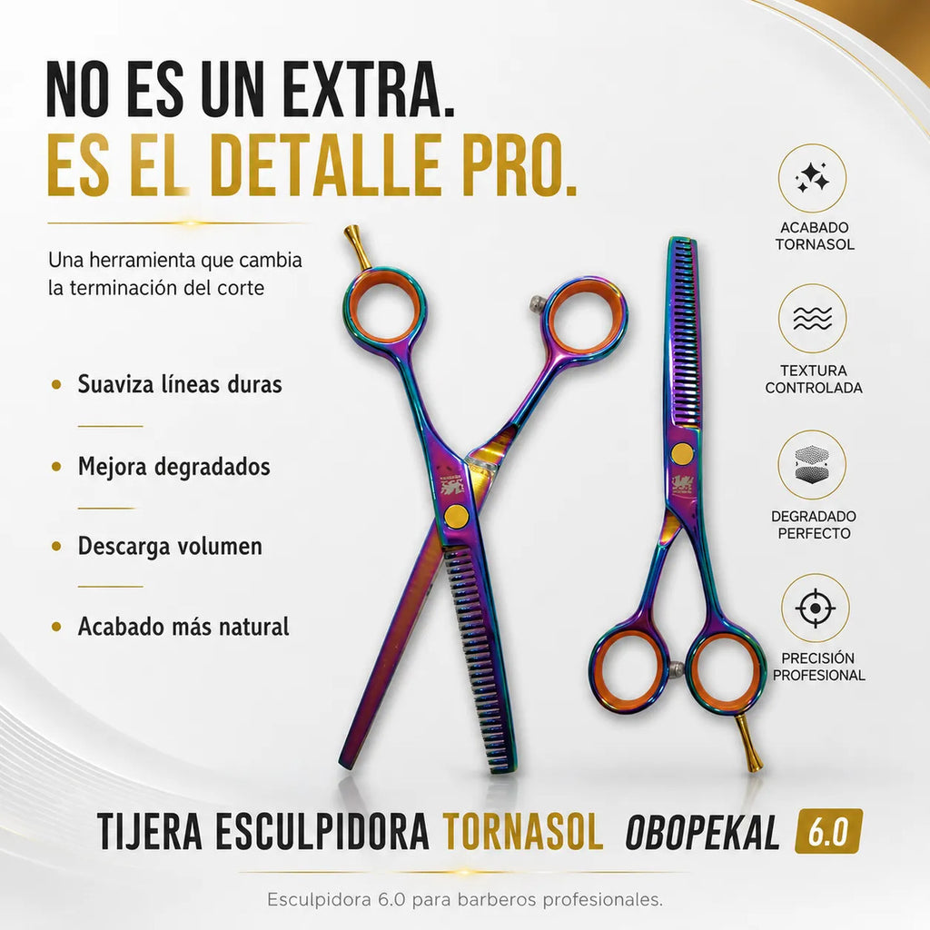 Tijera Esculpidora Tornasol Para Barbería Acabado Pro 6.0