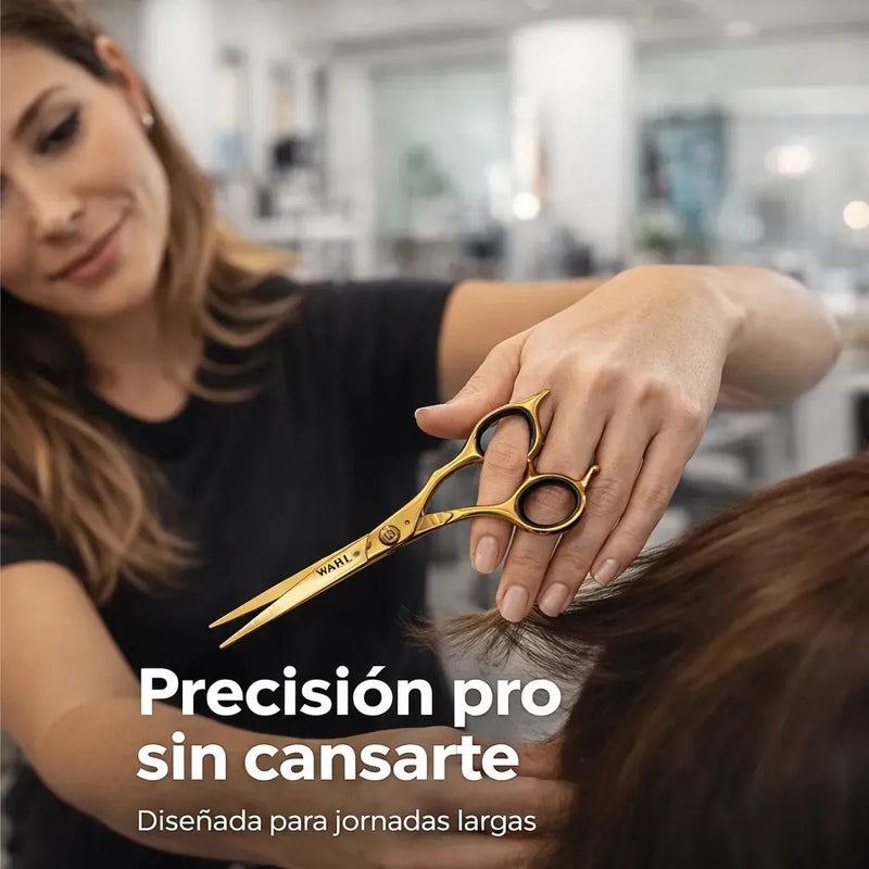 Tijera Profesional 6,0 Filo Navaja Para Corte Dorada Wahl