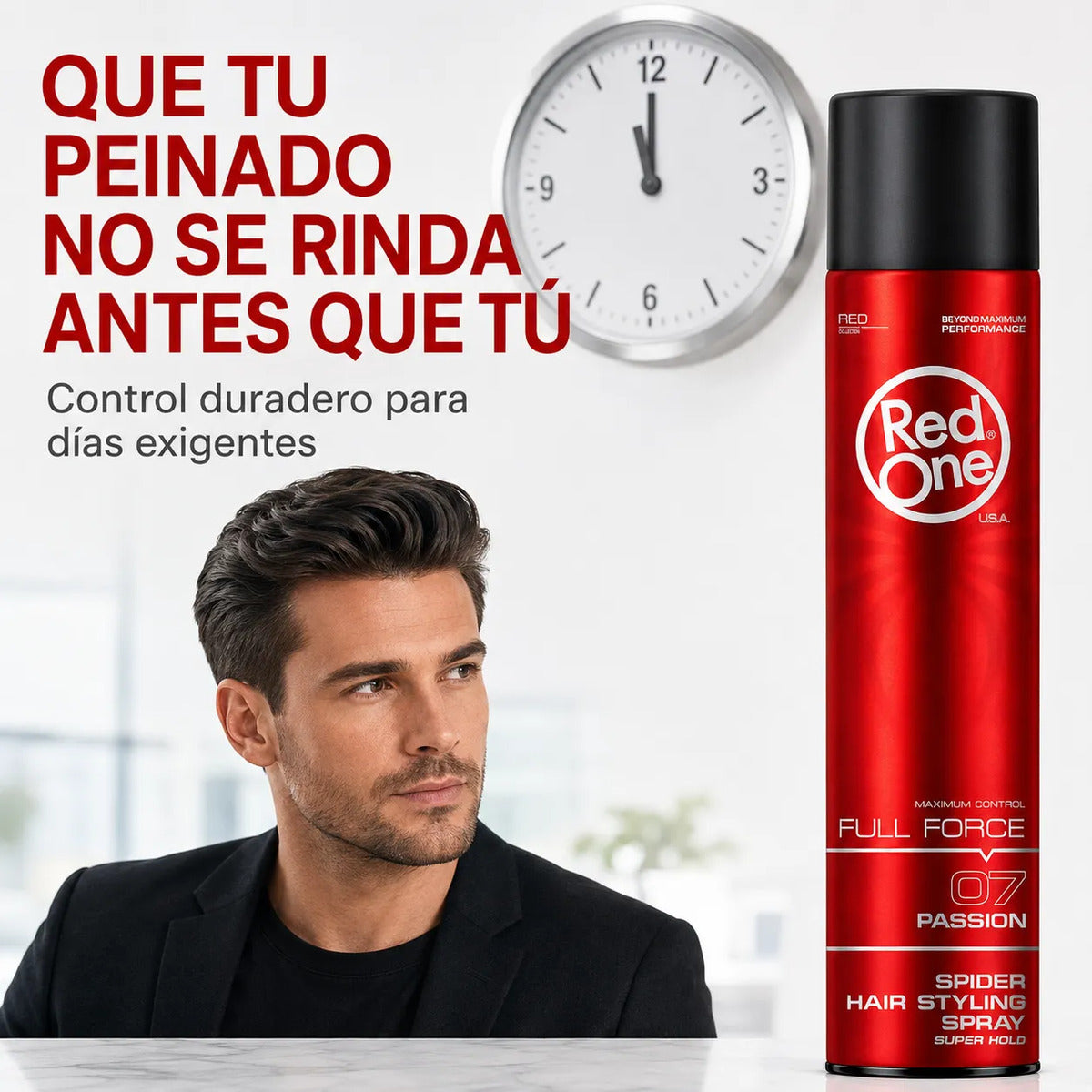 Laca Fijadora Red One Fijación Fuerte Control 12h  - 400ml