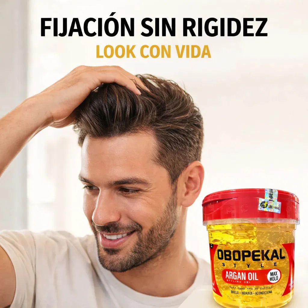 Gel Fijador De Cabello Efecto Brillo Con Aceite Argán Obopeckal