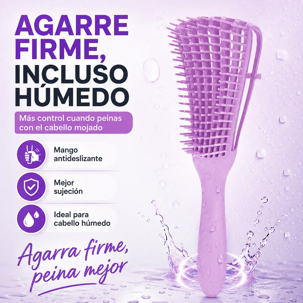 Cepillo Cabello Rizado Desenreda Fácil Cerdas Fucsia