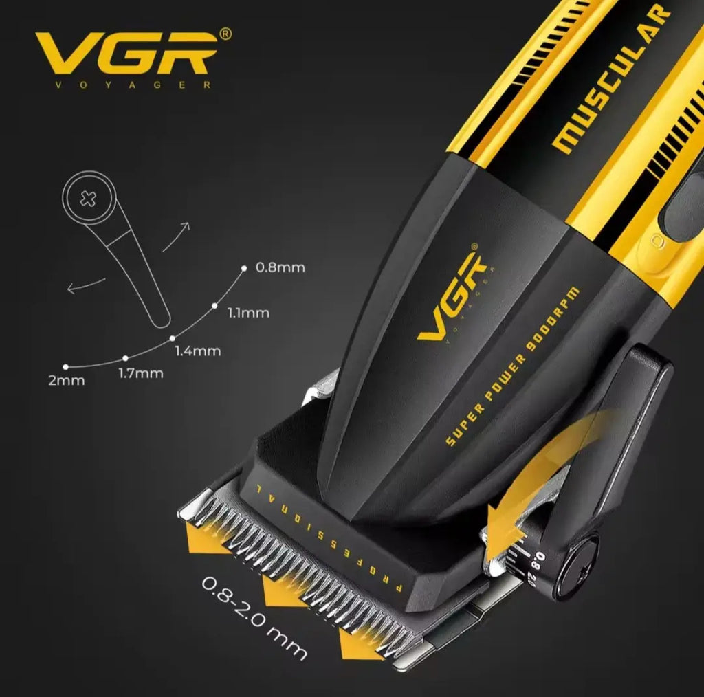 Máquina Cortar Pelo VGR V-285 Profesional 9000RPM Muscular Amarilla