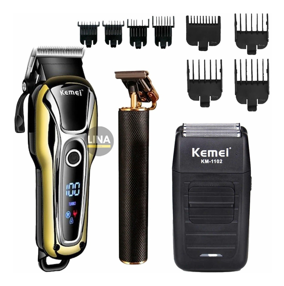 Kit Barbería Profesional 3 en 1 Máquina Cortar Pelo + Trimmer + Shaver