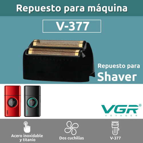 Cabezal Repuesto Shaver VGR V-377 Doble Hoja Titanio Negro