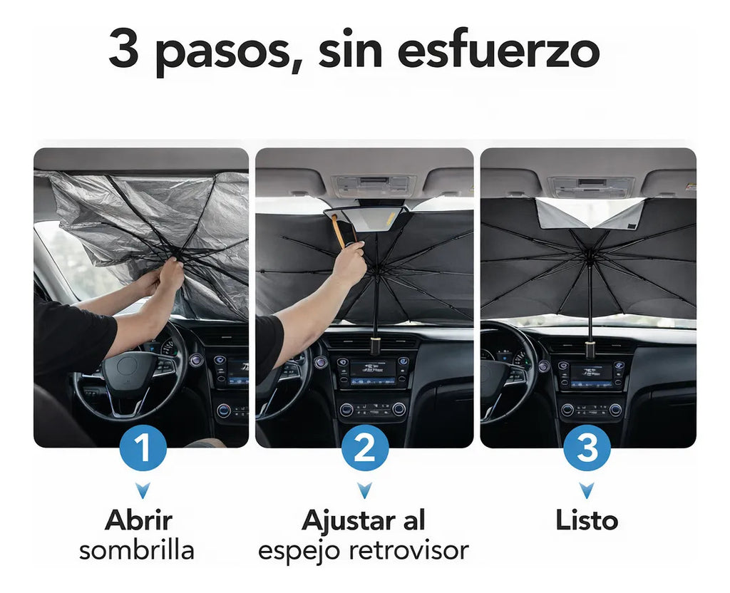 Tapa Sol Auto Tipo Sombrilla Cubre Parabrisa Plegable S