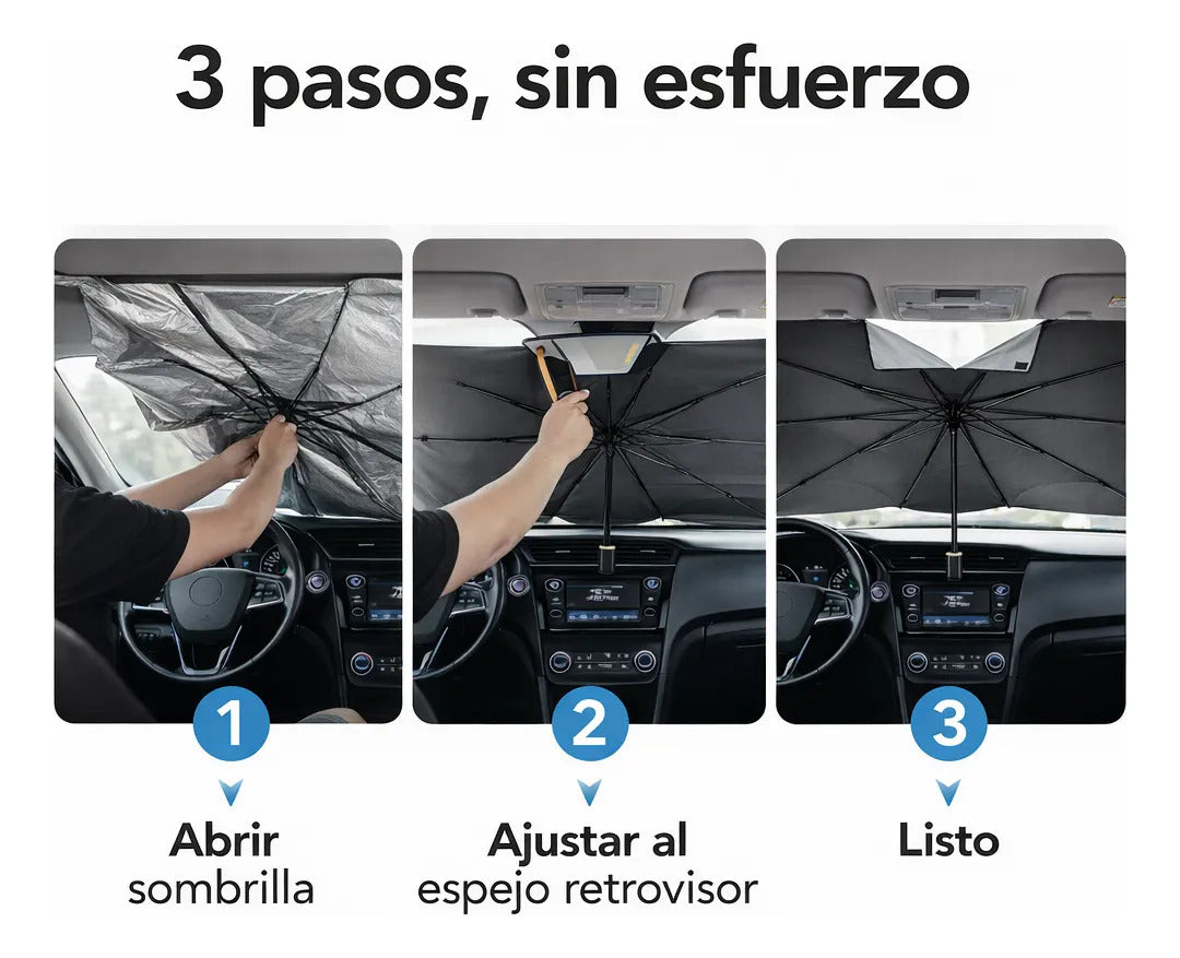 Tapa Sol Auto Tipo Sombrilla Cubre Parabrisa Plegable S
