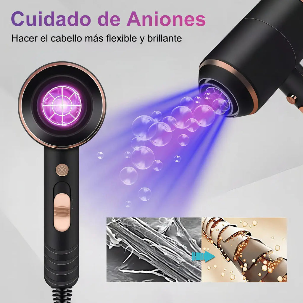 Secador de Pelo Profesional Kemei KM-8896: 1700W Iónico con 3 Boquillas