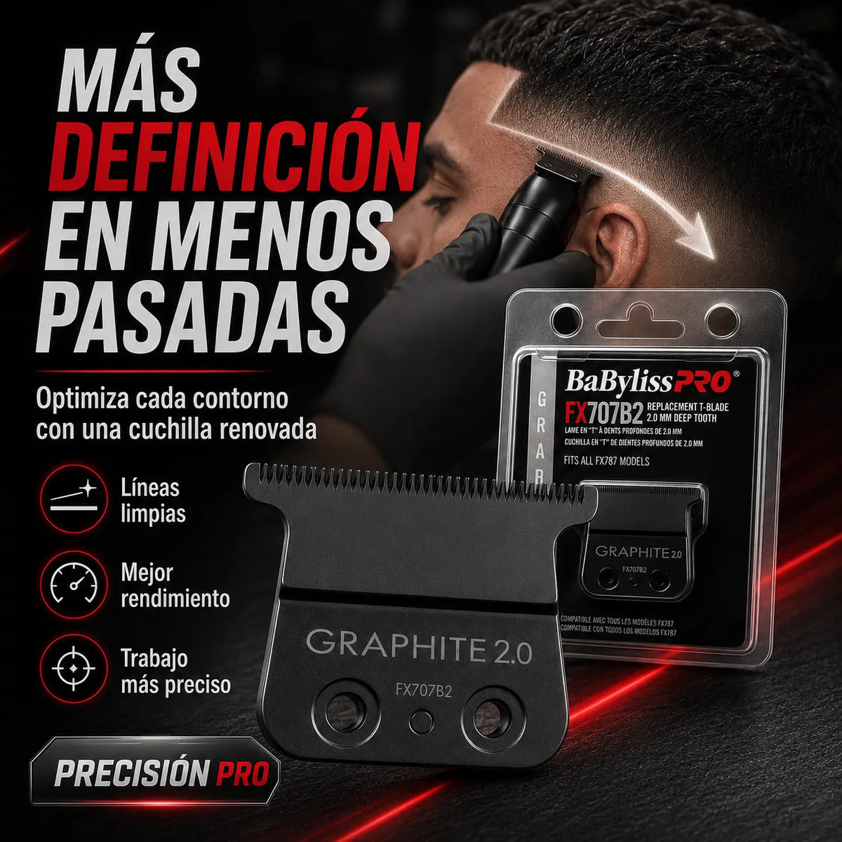 Cuchilla Babyliss Fx707b2 Para Líneas Precisas Graphite 2.0