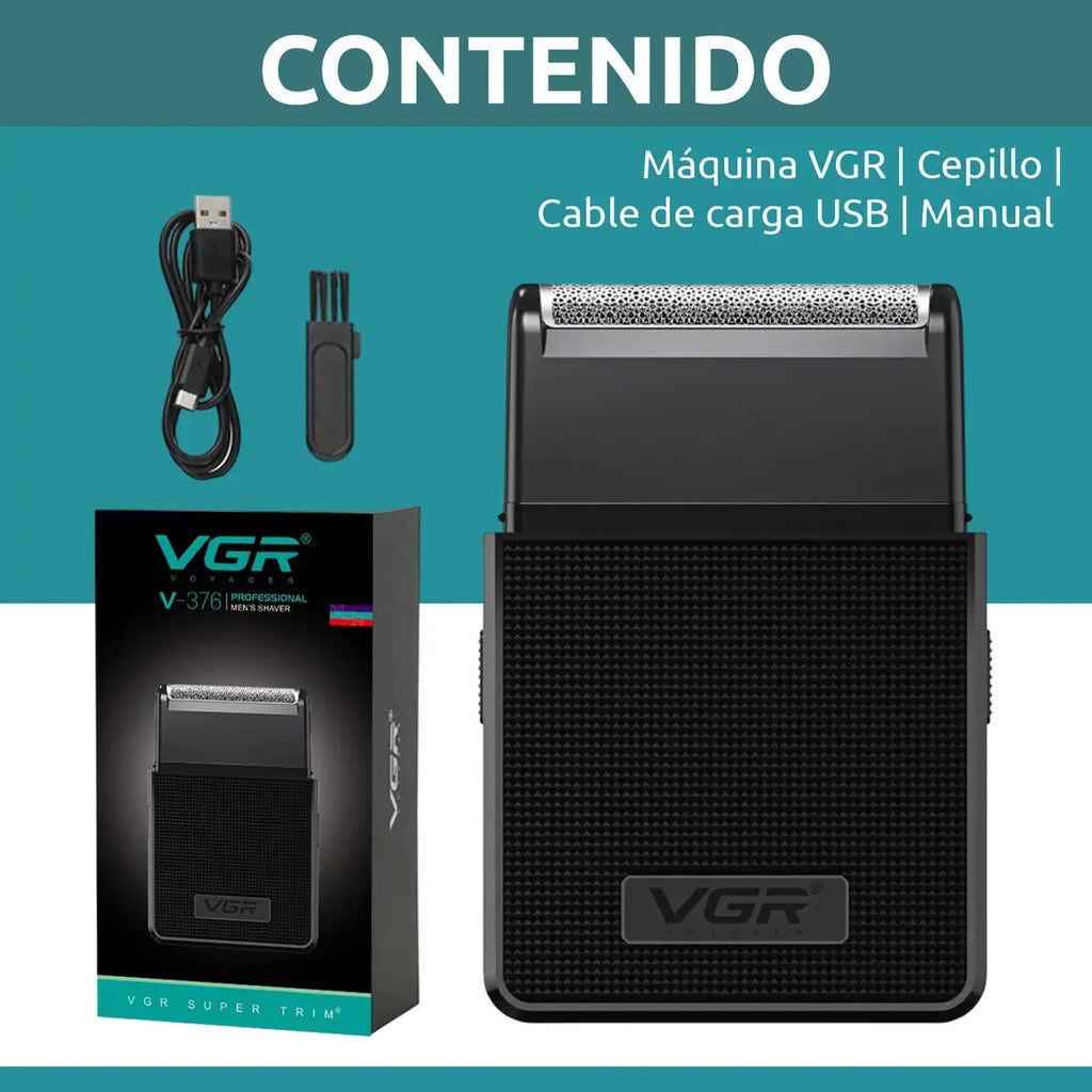 Máquina Rasuradora Inalámbrica VGR V-376 Profesional Recargable Negra