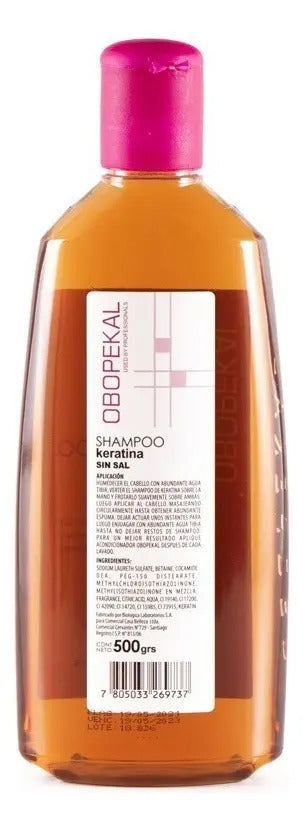 Shampoo Obopekal Keratina Sin Sal 500ml - Hidratación y Reparación Profesional