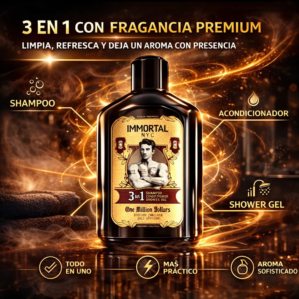 Shampoo 3 En 1 Hombre Fragancia Duradera Immortal 500 Ml