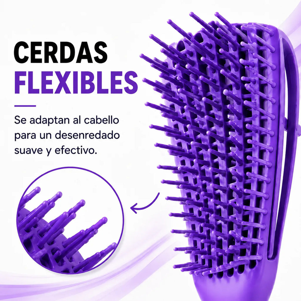 Cepillo  Cabello Rizado Desenreda Fácil Cerdas Violeta
