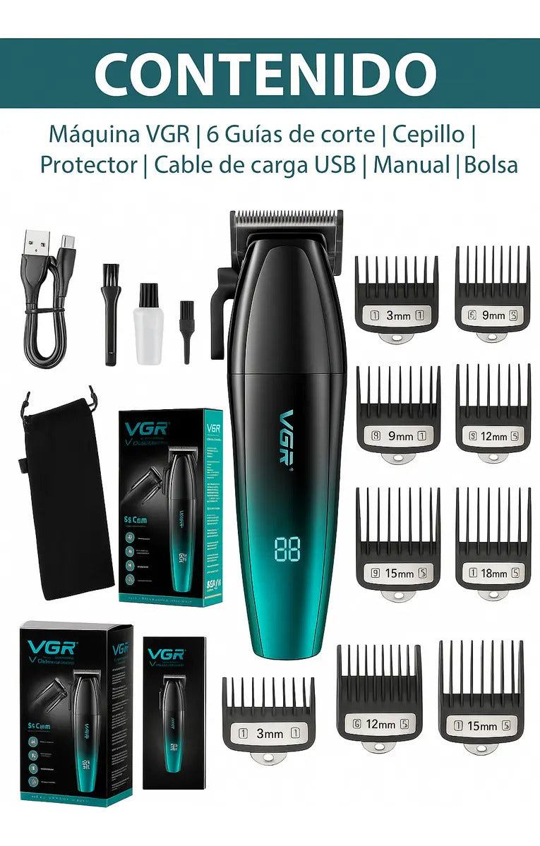 Máquina VGR V-003 Cortadora de Pelo Profesional Inalámbrica Portátil