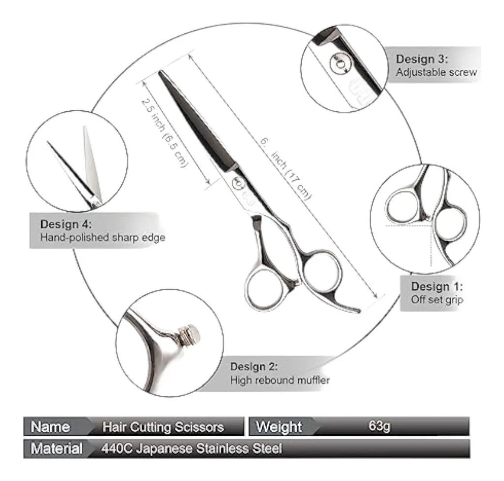 Set De Tijeras Filo Navaja + Esculpidora Barberia-peluqieria
