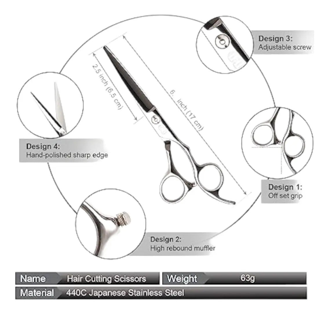 Set De Tijeras Filo Navaja + Esculpidora Barberia-peluqieria