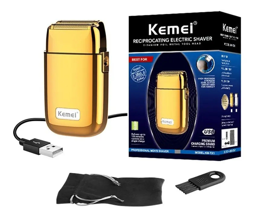 Afeitadora Profesional Kemei Metálica: Shaver Inalámbrica con Red Flotante 3D