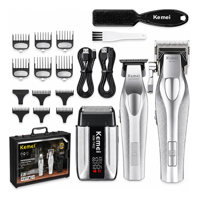 Máquina Cortar Pelo Kemei Kit Barbería  3 En 1 Hoja Dlc Km 4