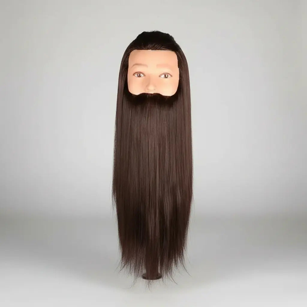 Cabeza de Práctica Masculina con Barba para Barbería - 50cm con Soporte
