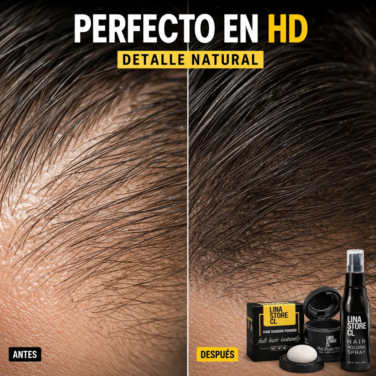 Polvo Capilar Efecto  Cabello Rápido  Negro+fijadora Capilar
