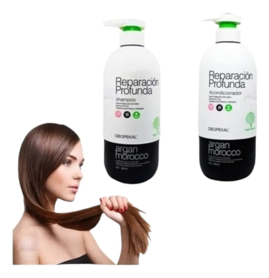Kit Obopeckal Argan Reparación Total - Shampoo, Acondicionador y Crema