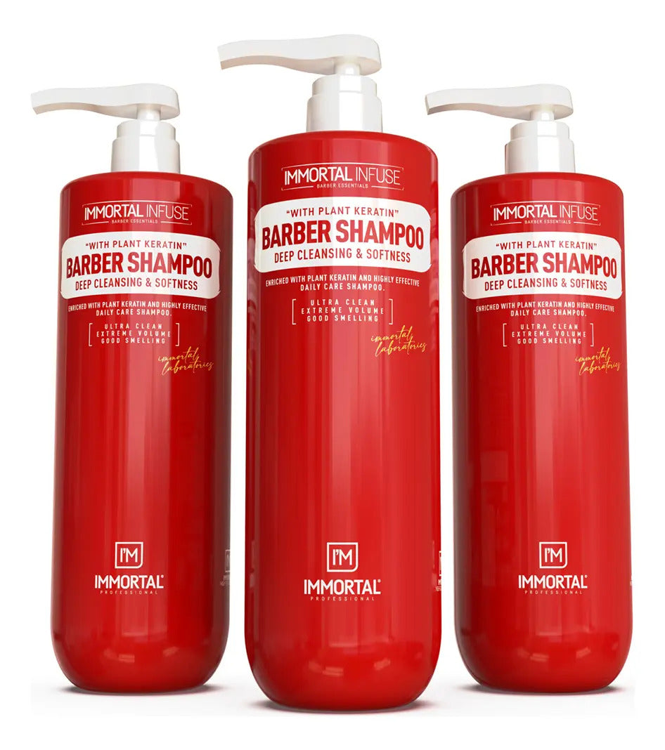 Shampoo Profesional Immortal Infuse Barbería - Keratina Vegetal y Limpieza Profunda 1000ml