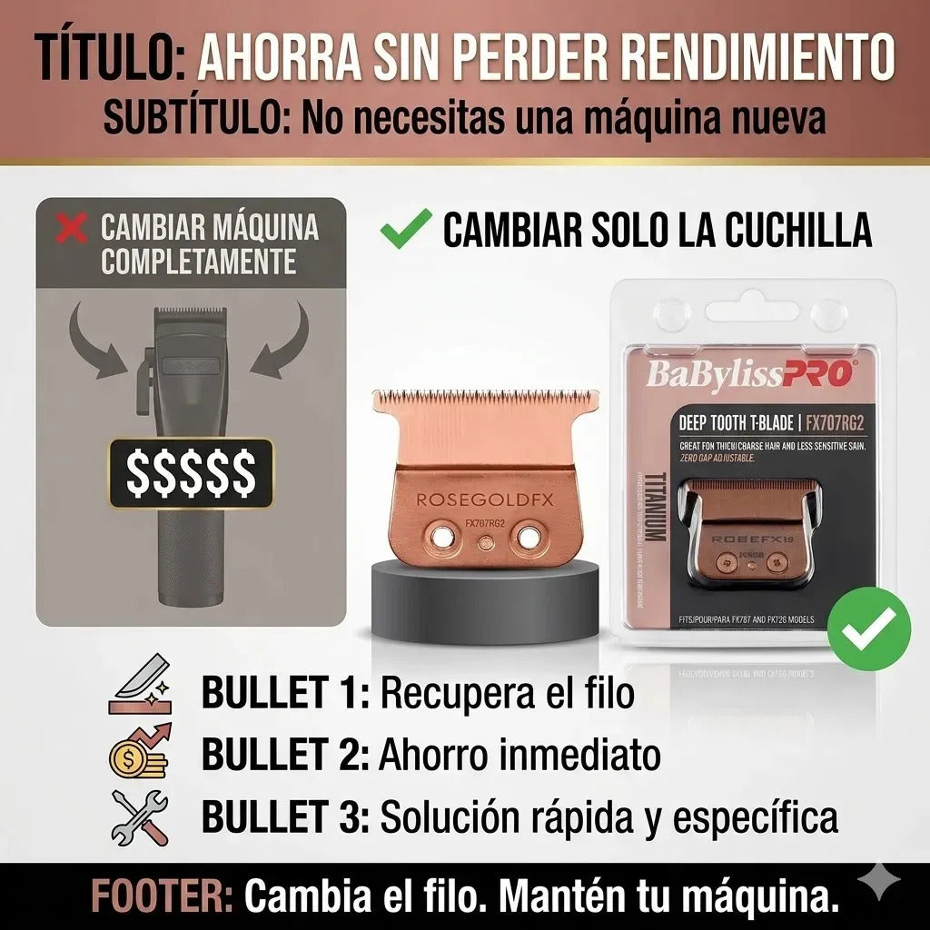 Repuesto Cuchilla Babyliss Pro Rose Gold Deep Tooth Fx707rg2