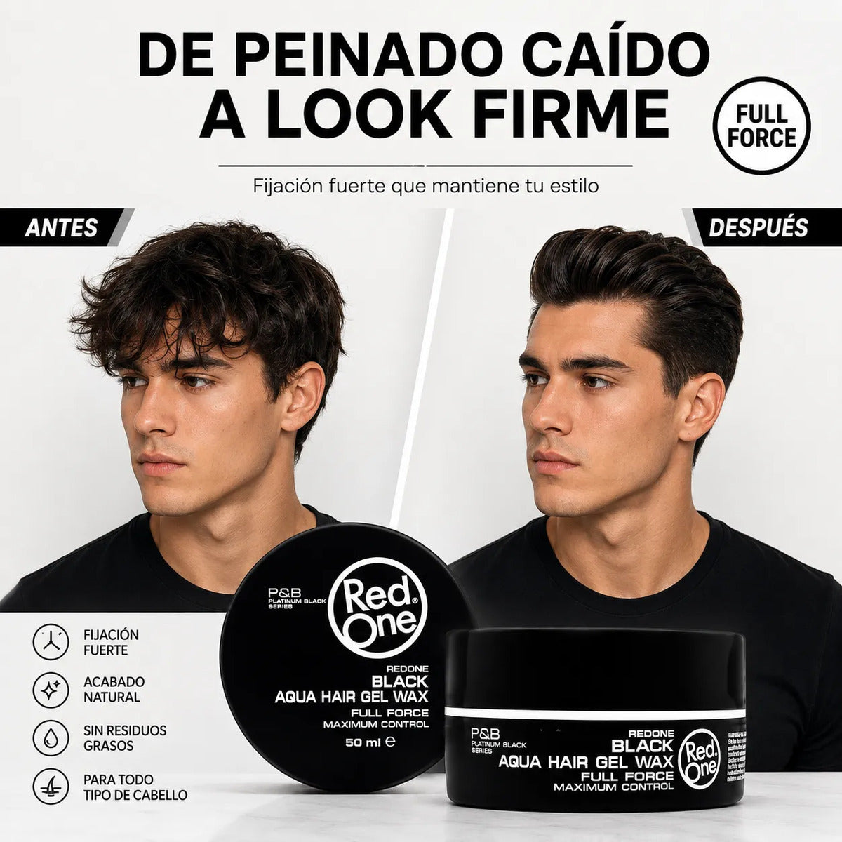 Cera Gel Para Cabello Full Force Control Red One Black150ml