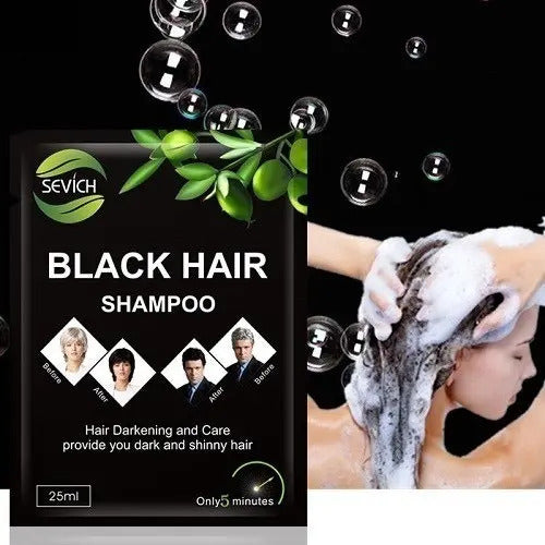 Kit 10 Unidades Shampoo Tinte Negro Sevich 15ml - Cubre Canas en 5 Minutos