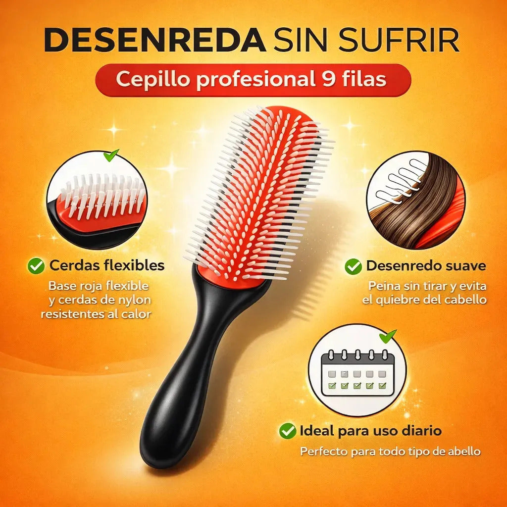 Cepillo Pelo Rizado Profesional Redondo Desenreda Rapido