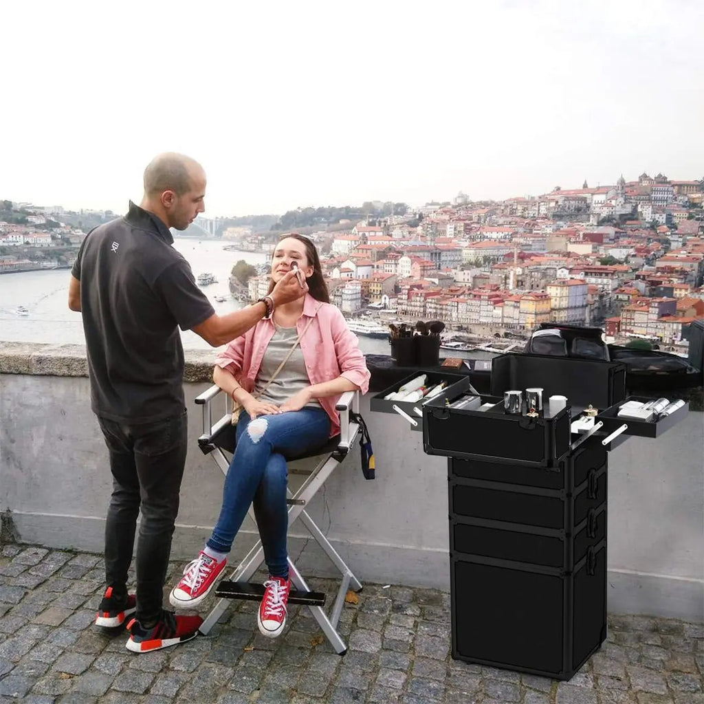Maleta Trolley Profesional 4 en 1 con Ruedas 360° - Estación de Barbería Móvil