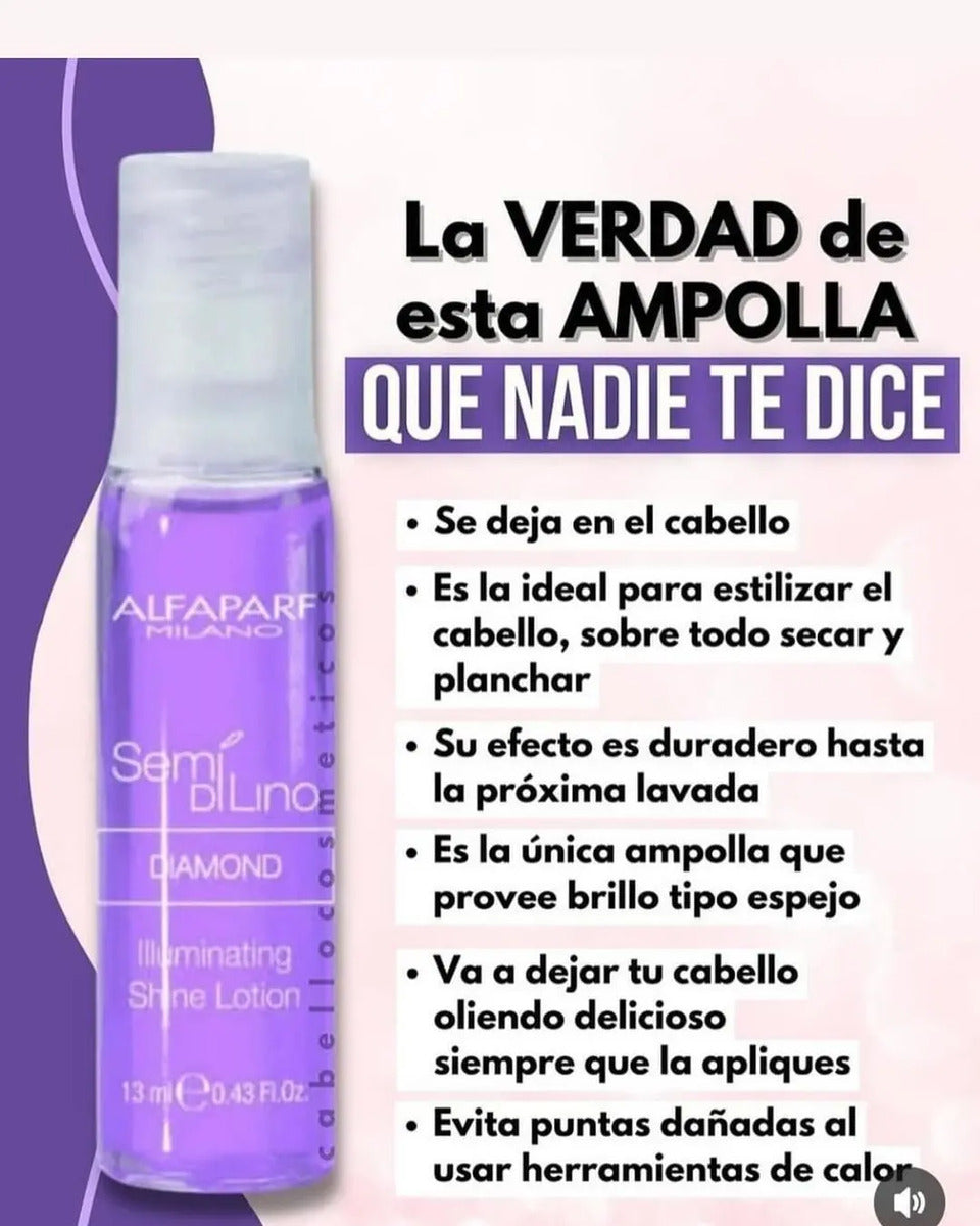 Pack 6 Ampollas Alfaparf Semi di Lino Shine Lotion - Brillo Espejo y Volumen