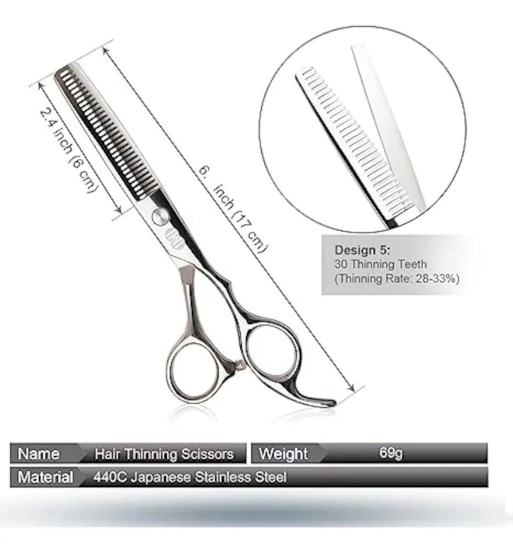 Set De Tijeras Filo Navaja + Esculpidora Barberia-peluqieria
