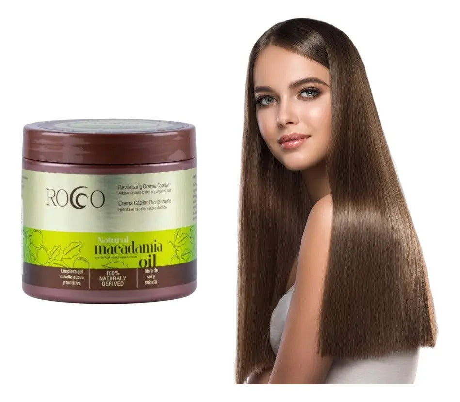 Pack Rocco Macadamia Natural Oil Profesional - Shampoo y Crema Hidratante 500ml