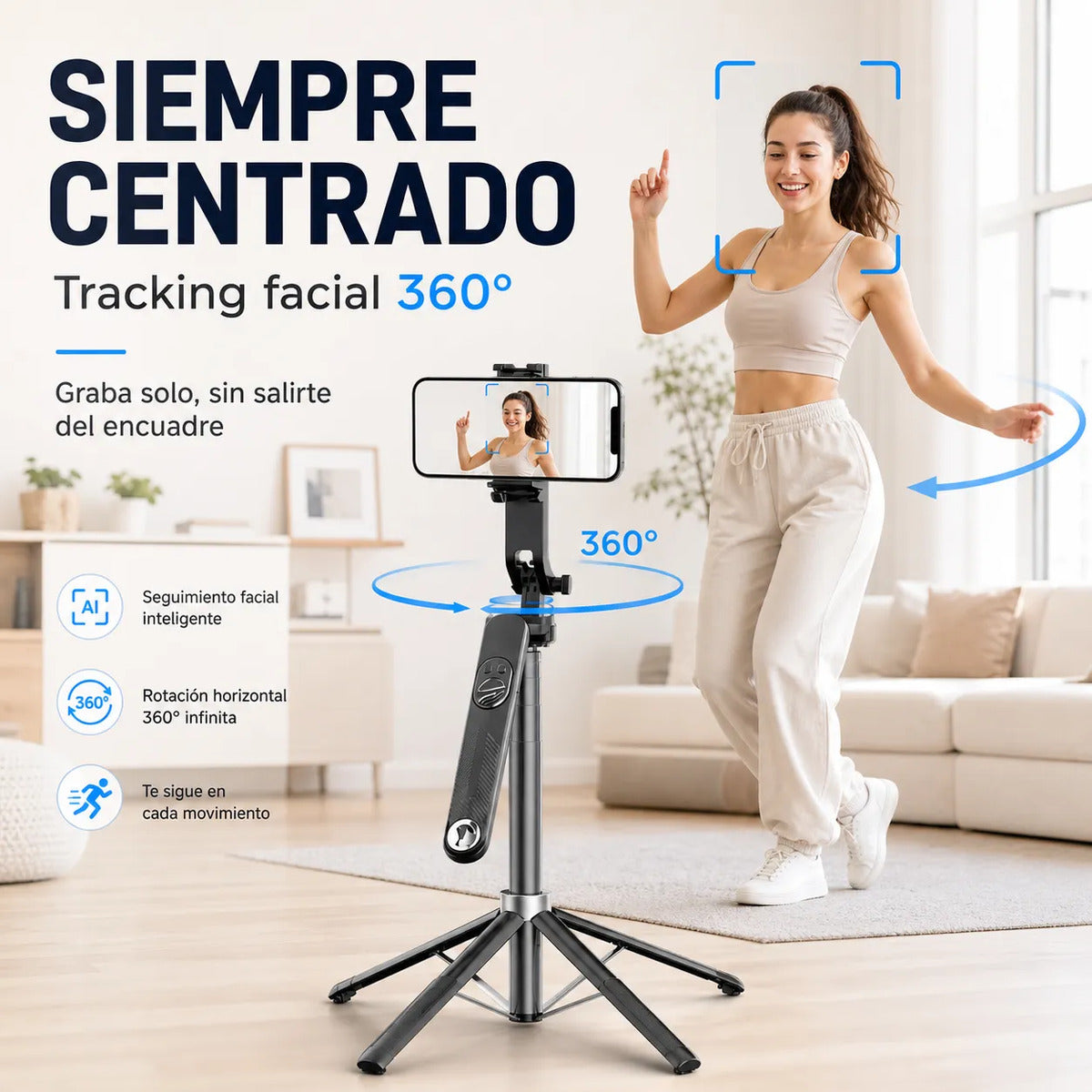 Tripode Inteligente Celular C12 Reels Facial 360 - 1,8m