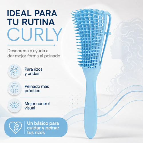 Cepillo  Cabello Rizado Desenreda Fácil Cerdas Azul