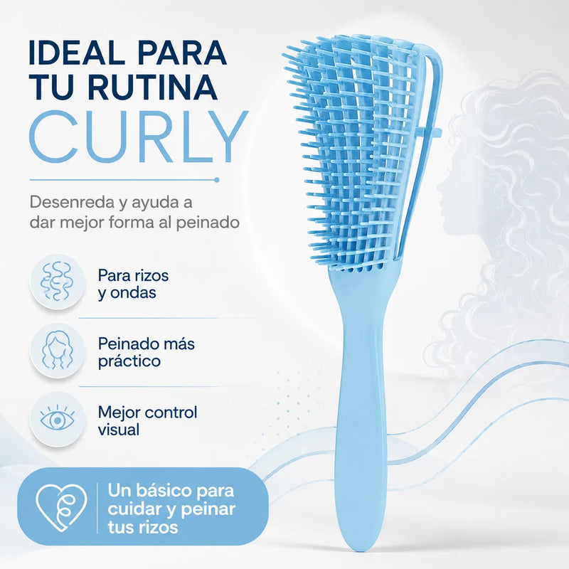 Cepillo  Cabello Rizado Desenreda Fácil Cerdas Azul