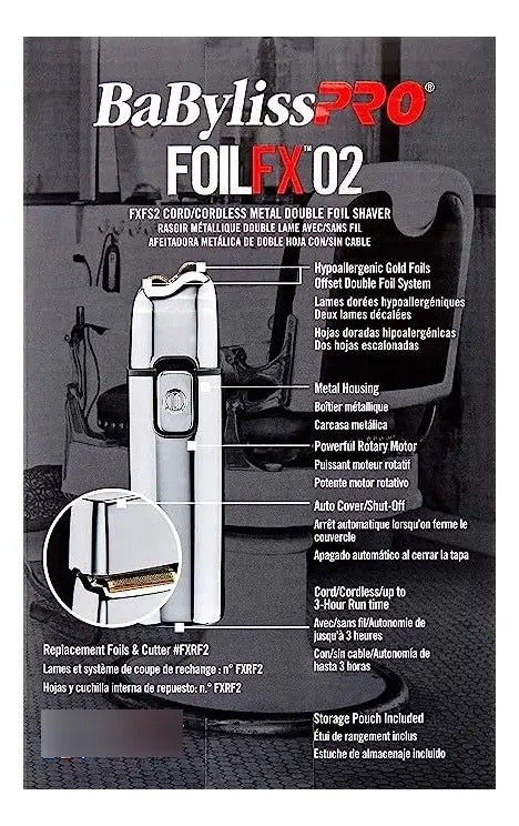 Afeitadora BabylissPRO FX02 Gold Shaver Inalámbrica Doble Foil