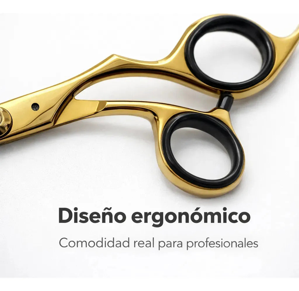 Tijera Profesional 6,0 Filo Navaja Para Corte Dorada Wahl