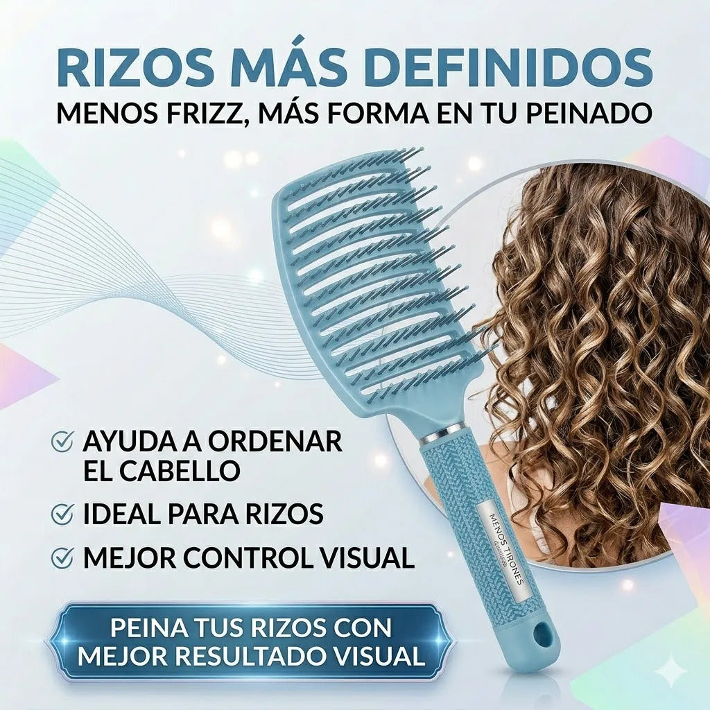 Cepillo  Cabello Rizado Desenreda Fácil Cerdas Azul