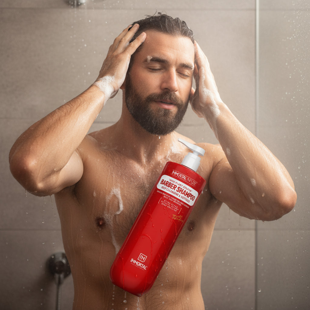 Shampoo Profesional Immortal Infuse Barbería - Keratina Vegetal y Limpieza Profunda 1000ml