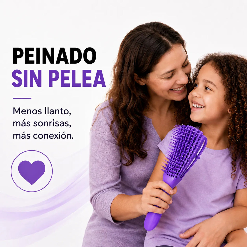 Cepillo  Cabello Rizado Desenreda Fácil Cerdas Violeta