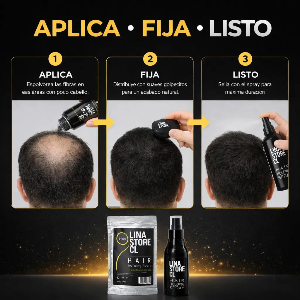 Sobre Recarga Negro Fibra Capilar + Fijador Laca Cabello