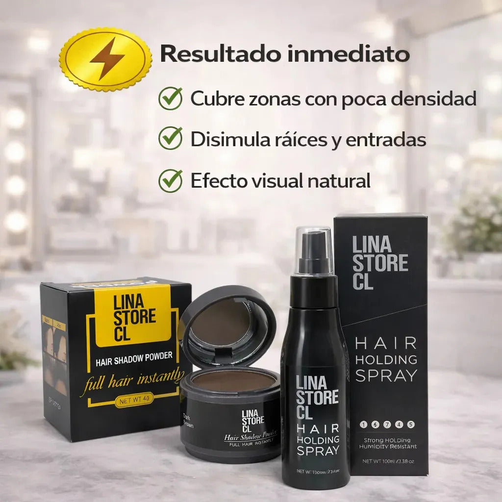 Polvo Capilar De Cabello Efecto Castaño + Fijadora Capilar