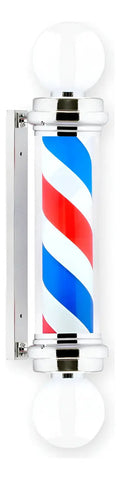 Poste de Barbería Profesional 88cm - Luz LED Giratoria Tricolor Clásica