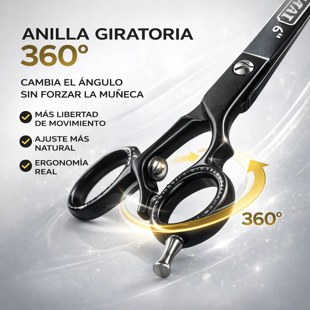 Tijera Profesional Wahl Para Zurdo Rotación 360 Filo Navaja